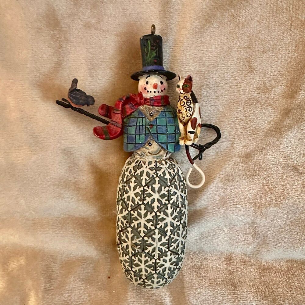 Vintage 2006 Jim Shore Snowman Calico Cat
Bluebird Ornament 4.25"